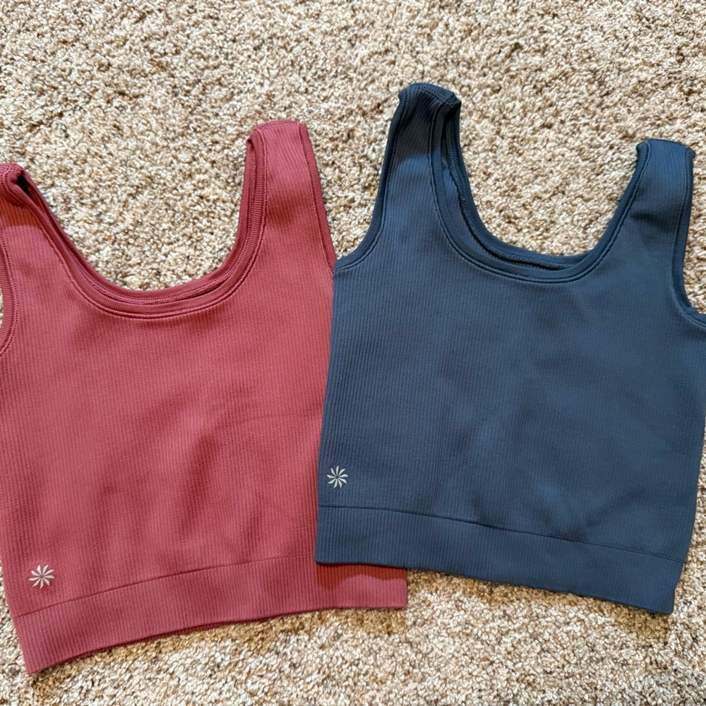 Athleta Stylish Girls Ribbed Tank Tops - Blush and Blue